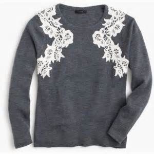 JCREW LACE APPLIQUÉ SWEATER